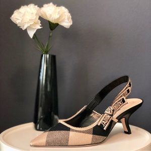 Dior J’ADIOR Plaid Printed Slingback